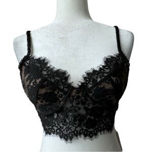 Commense Black Lace Bra Two Back Hook  SZ S NWT